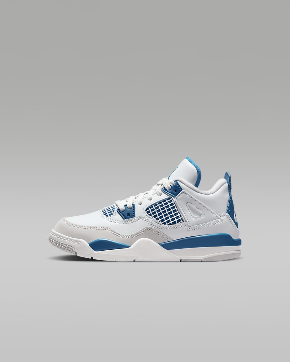 Jordan 4 Retro 'Industrial Blue' Younger Kids' Shoes - Off-White/Neutral Grey/Military Blue