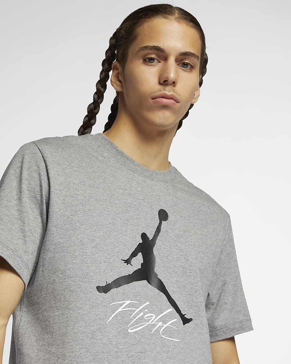 Ανδρικό T-Shirt Jordan Jumpman Flight - Carbon Heather/Μαύρο