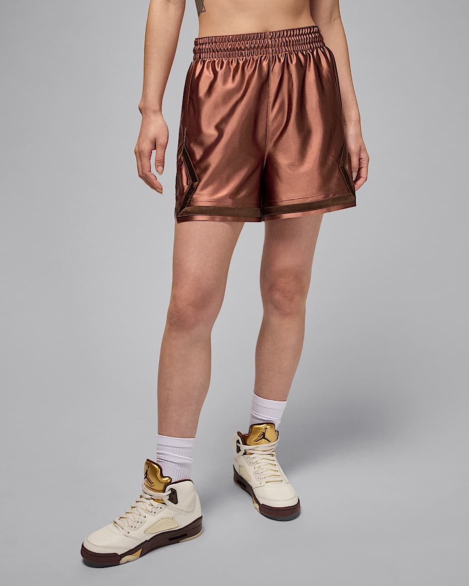 Jordan Sport Women's Dri-FIT 4" Diamond Shorts - Red Bark/Cacao Wow