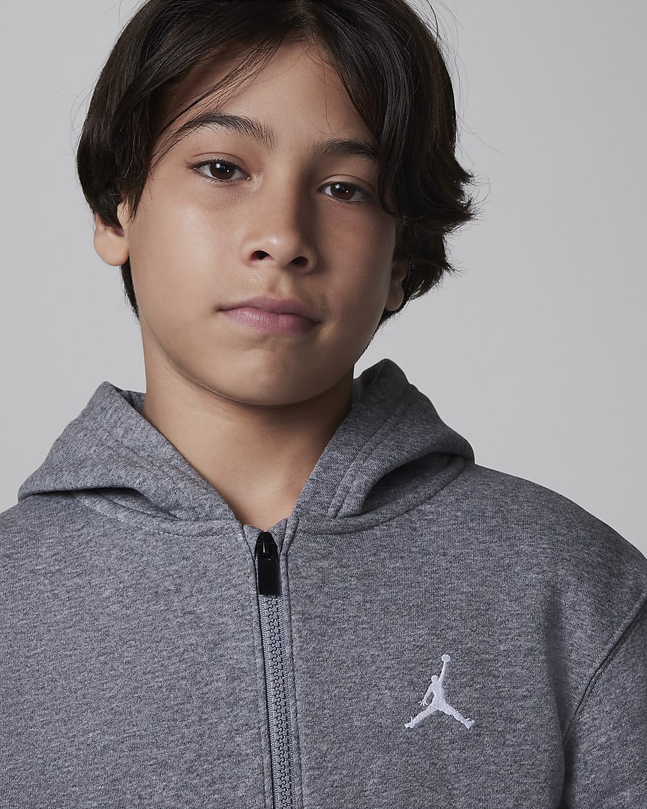 Jordan MJ Brooklyn Big Kids' Fleece Full-Zip Hoodie - Carbon Heather