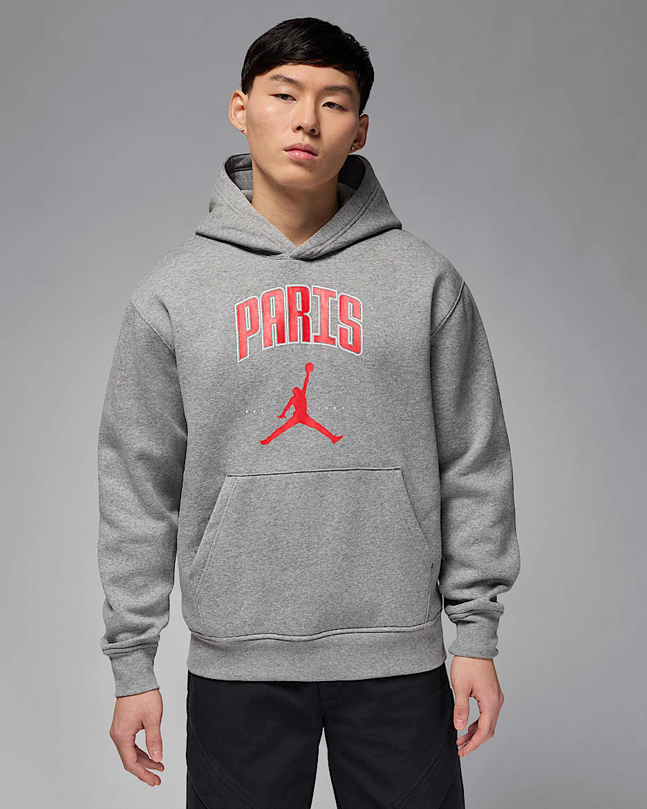 Pánská flísová mikina Jordan Paříž s kapucí - Carbon Heather