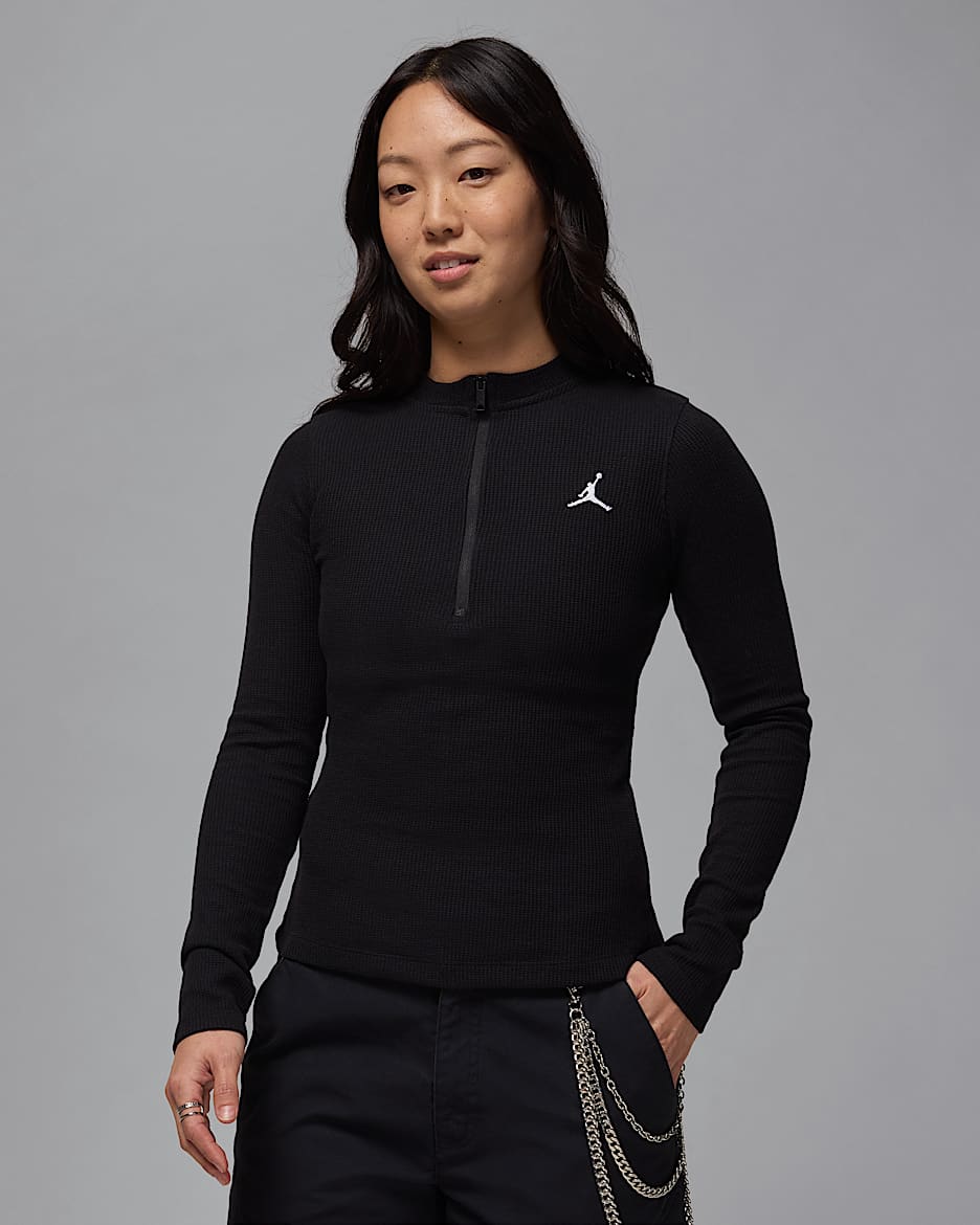 Jordan Women's Long-Sleeve 1/2-Zip Knit Top - Black/White