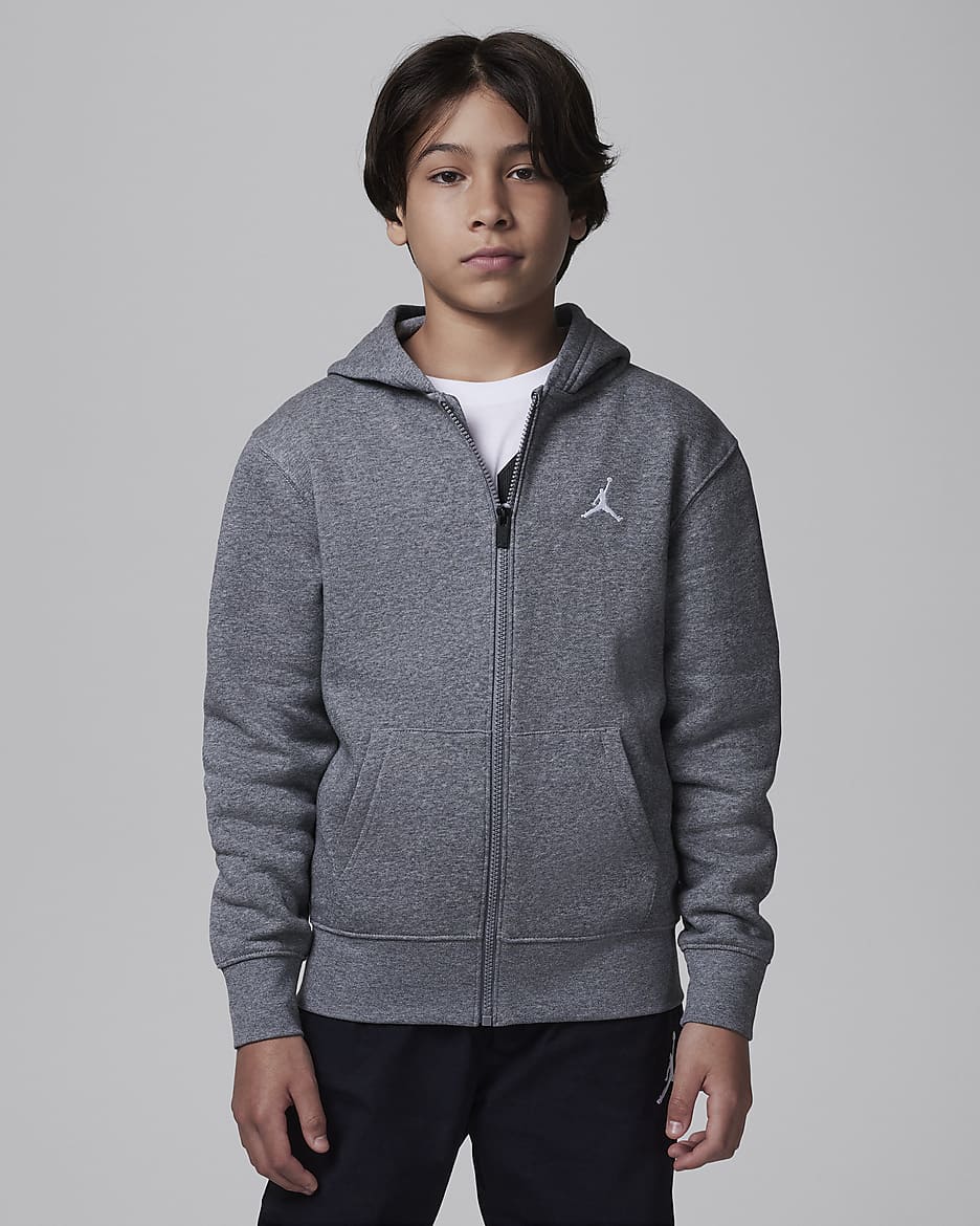 Jordan MJ Brooklyn Big Kids' Fleece Full-Zip Hoodie - Carbon Heather