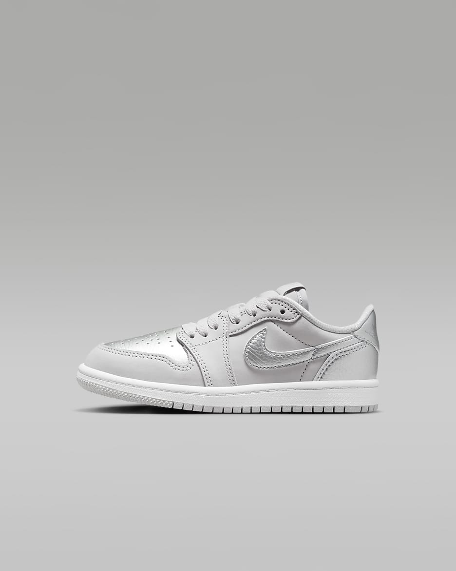 Jordan 1 Retro Low "Silver" Little Kids' Shoes - Neutral Grey/White/Metallic Silver