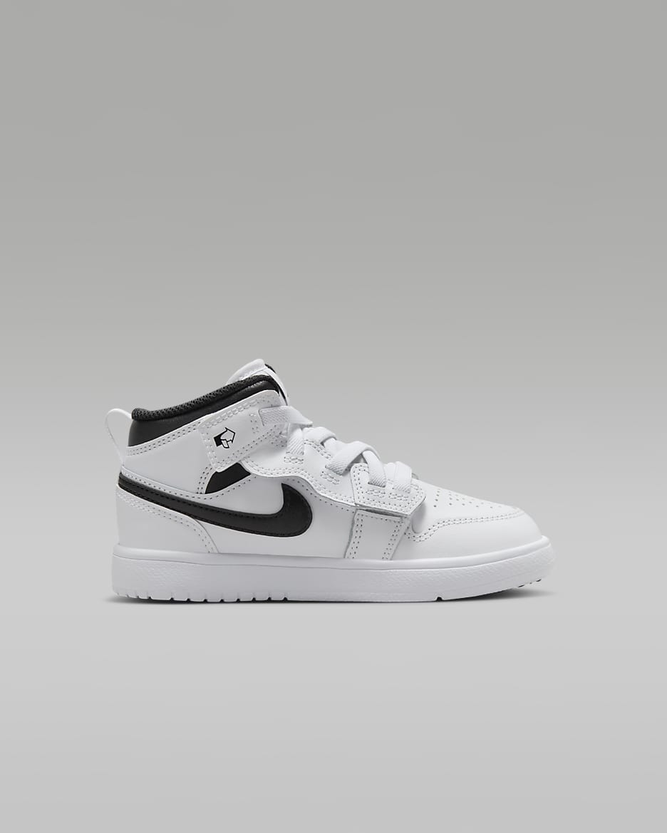 Jordan 1 Mid Alt Little Kids' Shoes - White/White/Black/Black