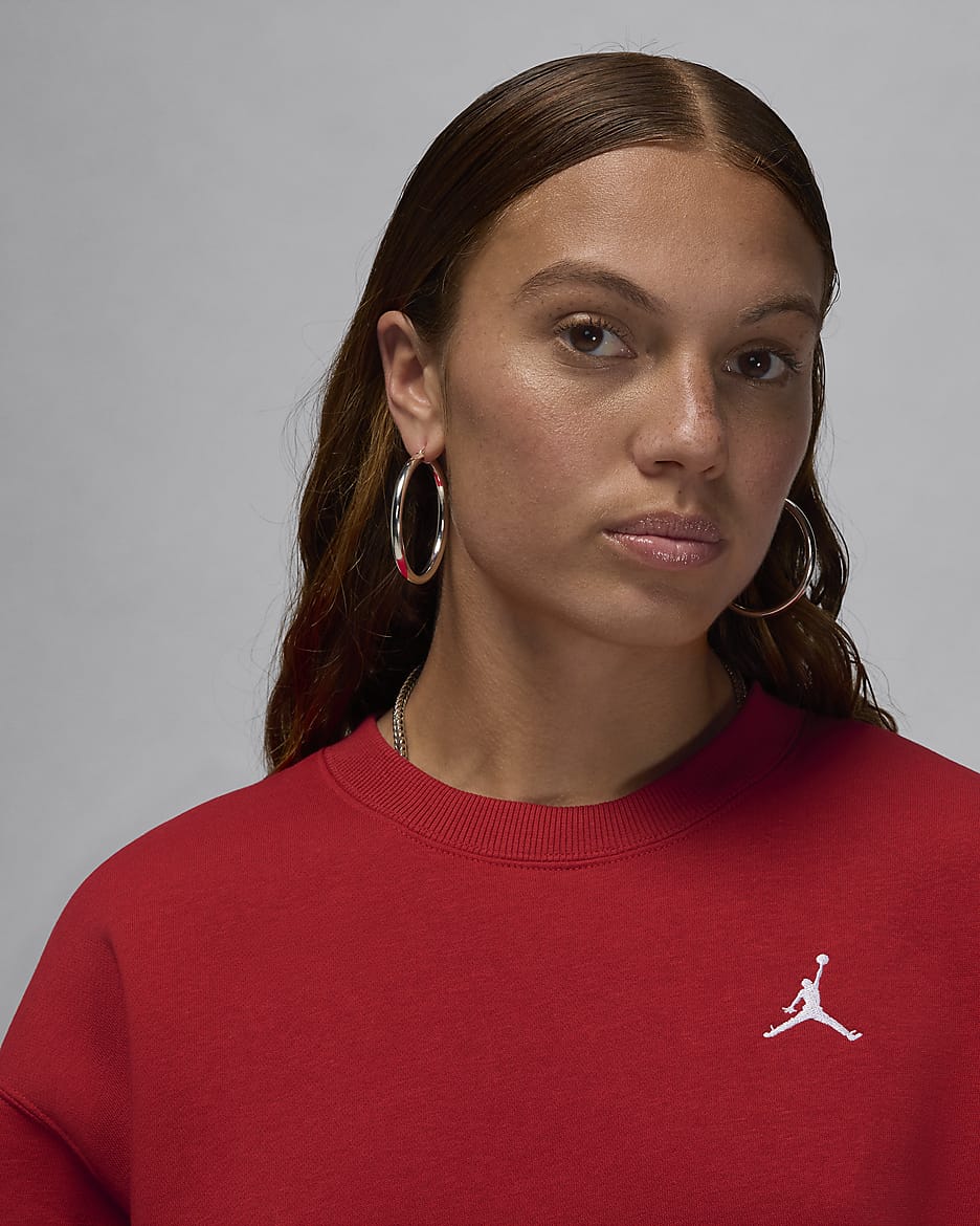 Jordan Brooklyn Fleece Sıfır Yaka Kadın Sweatshirt'ü - Gym Red/Beyaz