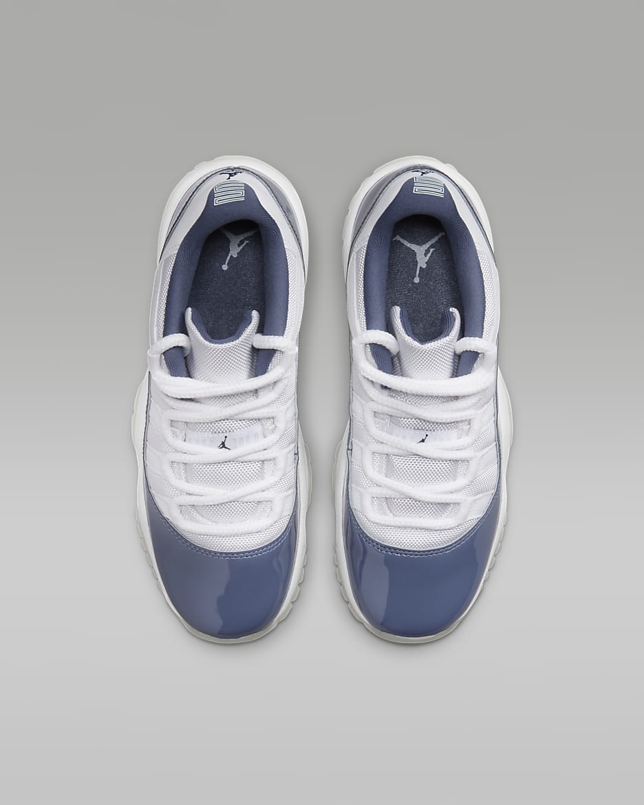 Tenis para niños grandes Air Jordan 11 Retro Low "Diffused Blue" - Blanco/Azul difuso/Gris fútbol/Azul marino medianoche