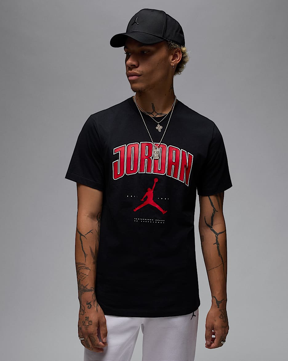 Jordan-T-shirt til mænd - sort/Gym Red/Gym Red
