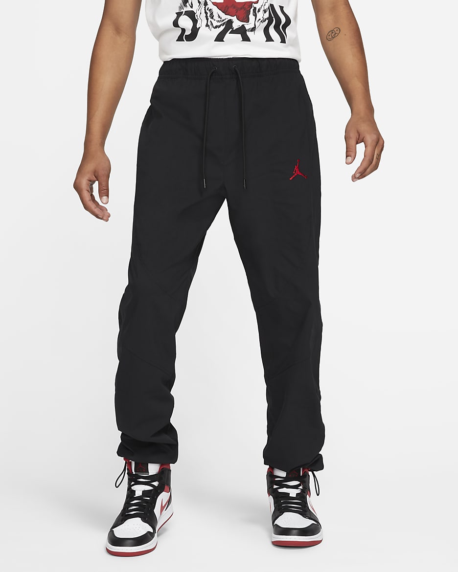 กางเกงขายาวผู้ชายแบบทอ Jordan Essential - ดำ/Gym Red