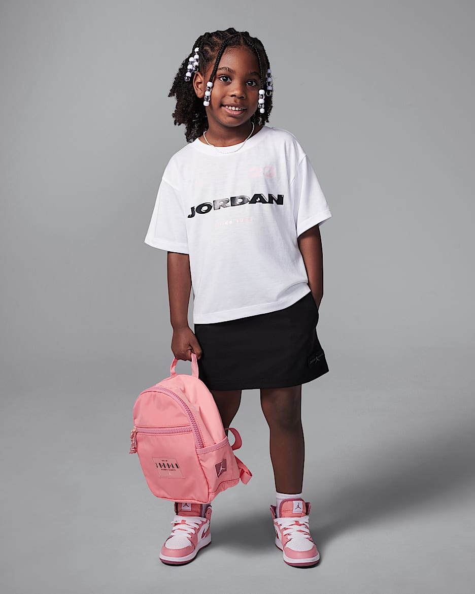 Conjunto de skort de dos piezas de manufactura utilitaria Jordan para niños de talla pequeña - Negro