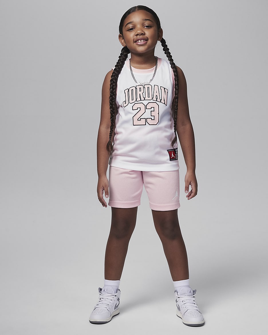 Conjunto de jersey de dos piezas para niños talla pequeña Jordan 23 Jersey - Espuma rosa