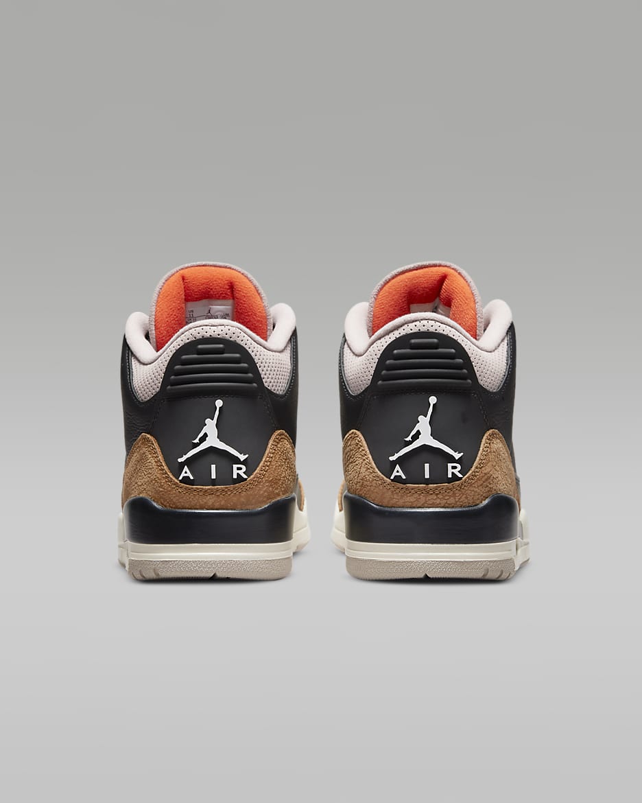 Air Jordan 3 Retro Men's Shoes - Black/Fossil Stone/Sail/Rush Orange