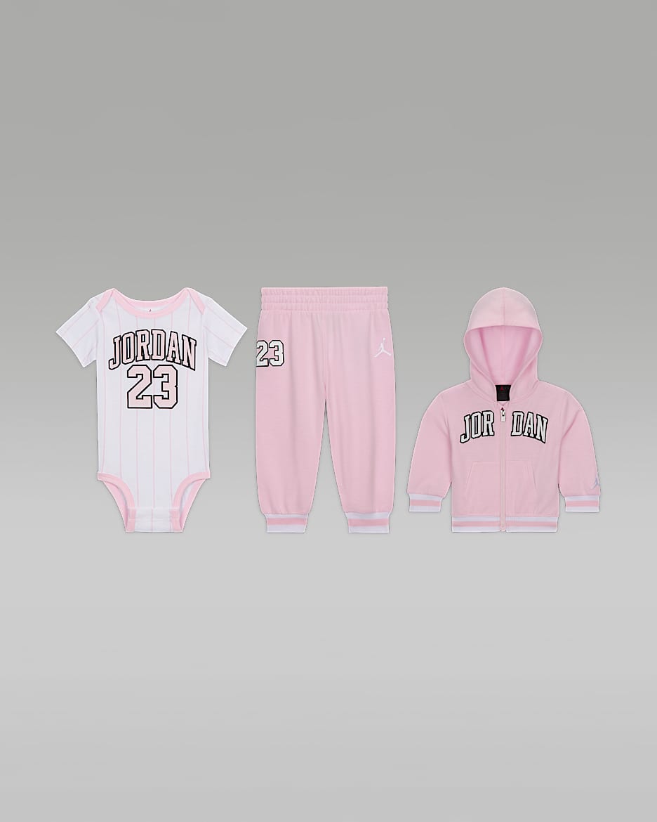 Jordan Baby (0-6M) 23 Jersey 3-Piece Full-Zip Hoodie Set - Pink Foam