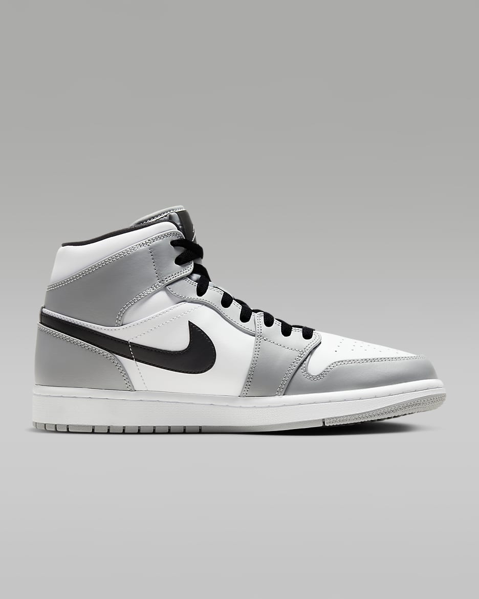 Air Jordan 1 Mid Shoes - Light Smoke Grey/White/Black