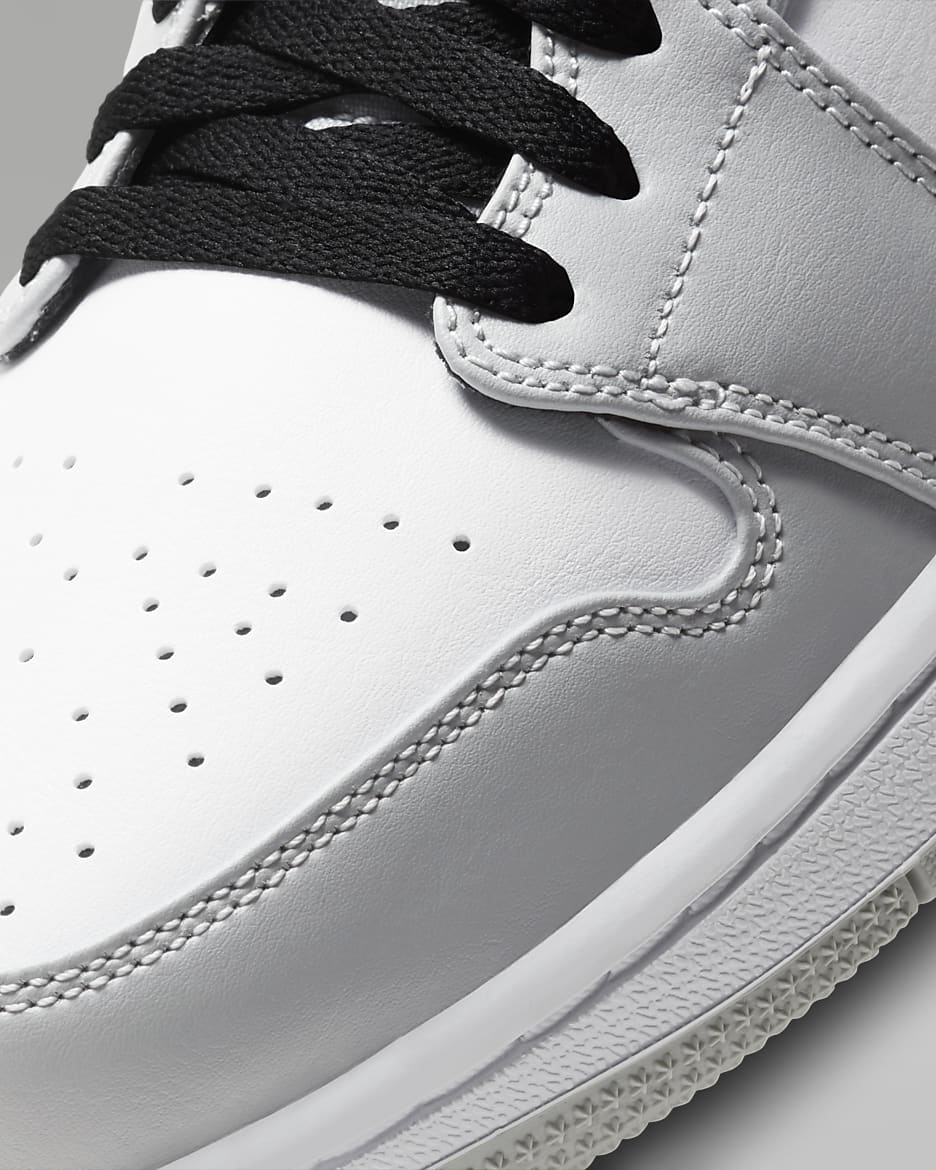 Air Jordan 1 Mid Shoes - Light Smoke Grey/White/Black