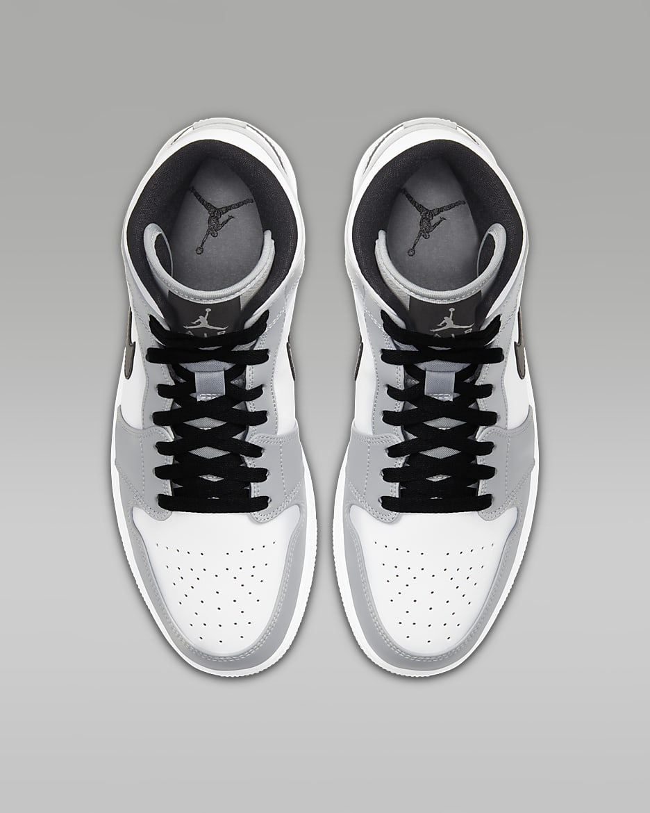 Air Jordan 1 Mid Shoes - Light Smoke Grey/White/Black