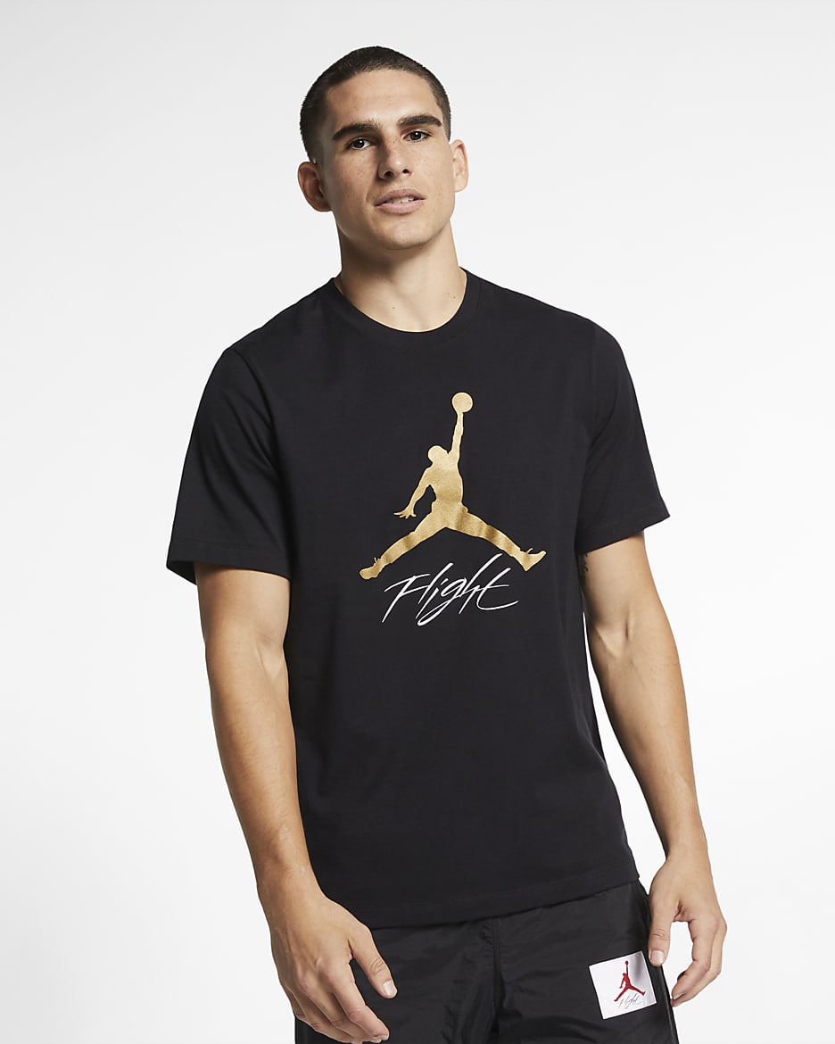 Jordan Jumpman Flight Herren-T-Shirt - Schwarz/Metallic Gold