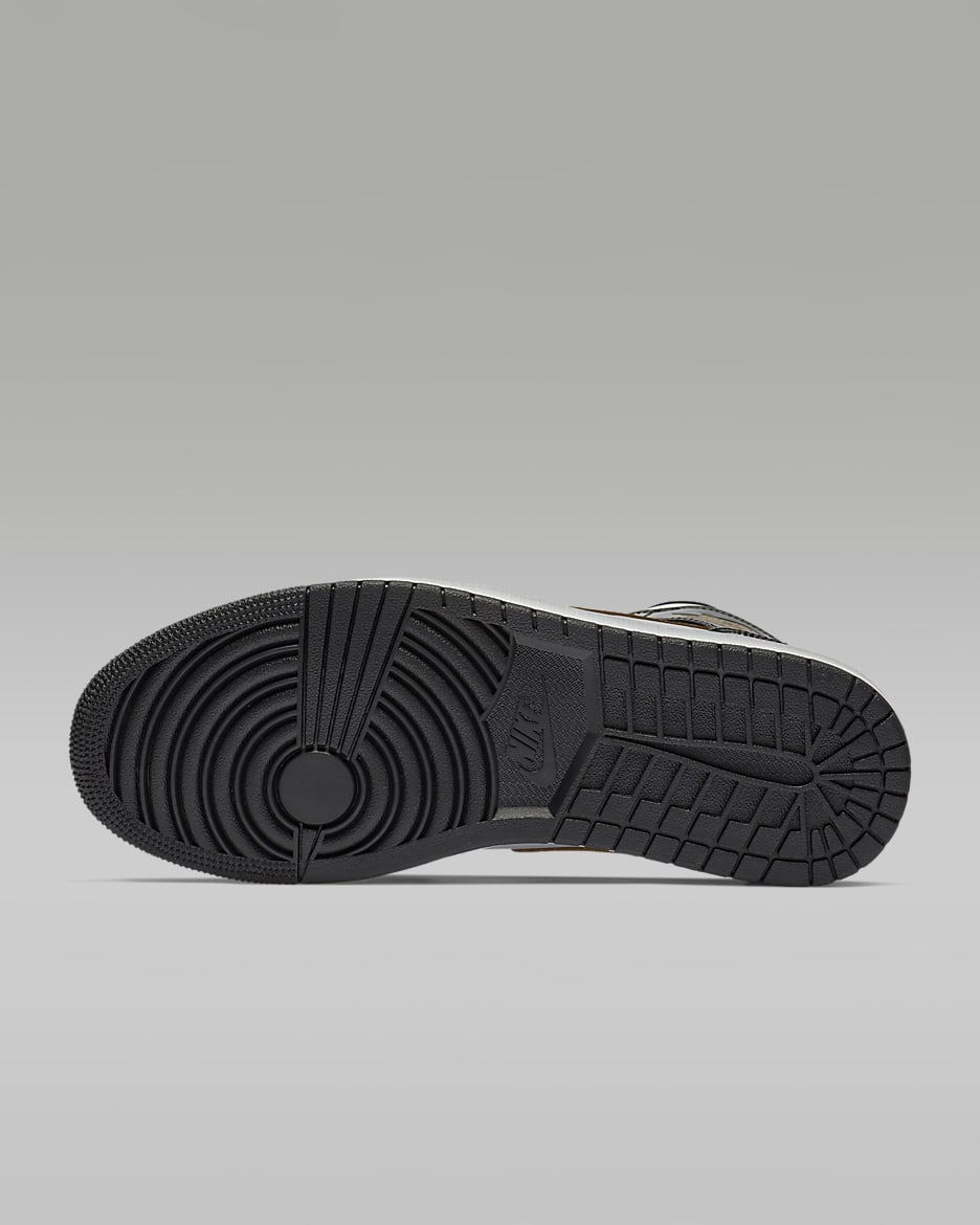 Air Jordan 1 Mid SE Zapatillas - Hombre - Negro/Blanco/Oro metalizado
