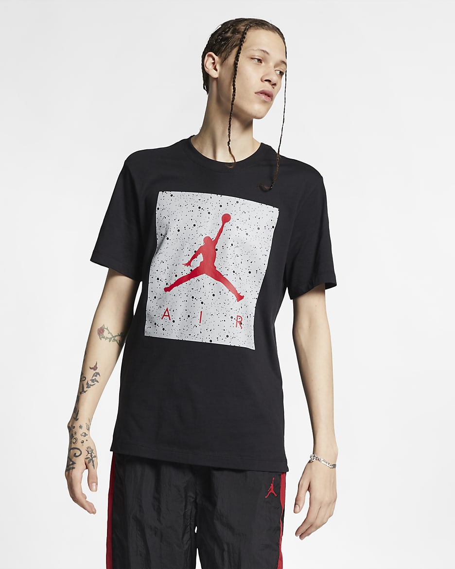 Jordan Poolside Men's T-Shirt - Black/Light Smoke Grey/Gym Red