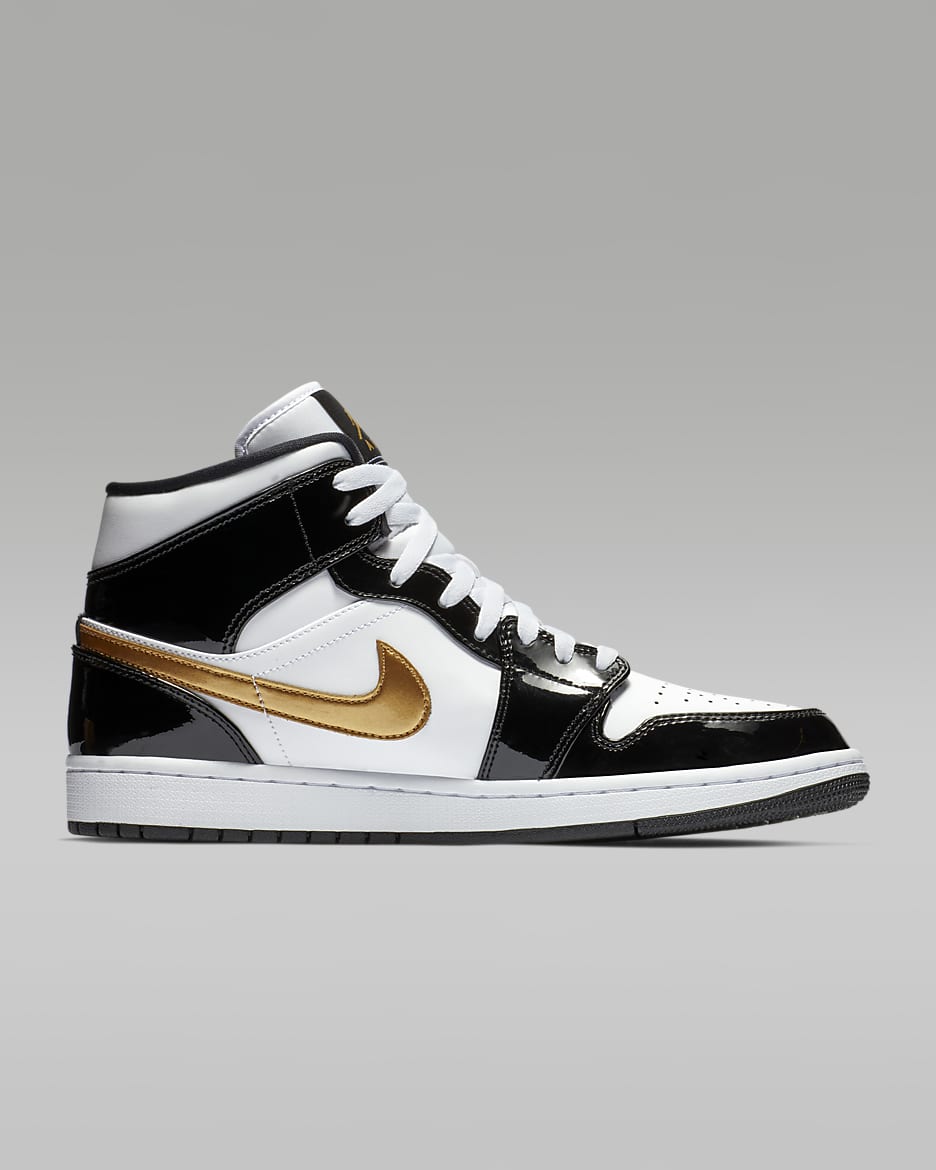 Air Jordan 1 Mid SE Zapatillas - Hombre - Negro/Blanco/Oro metalizado