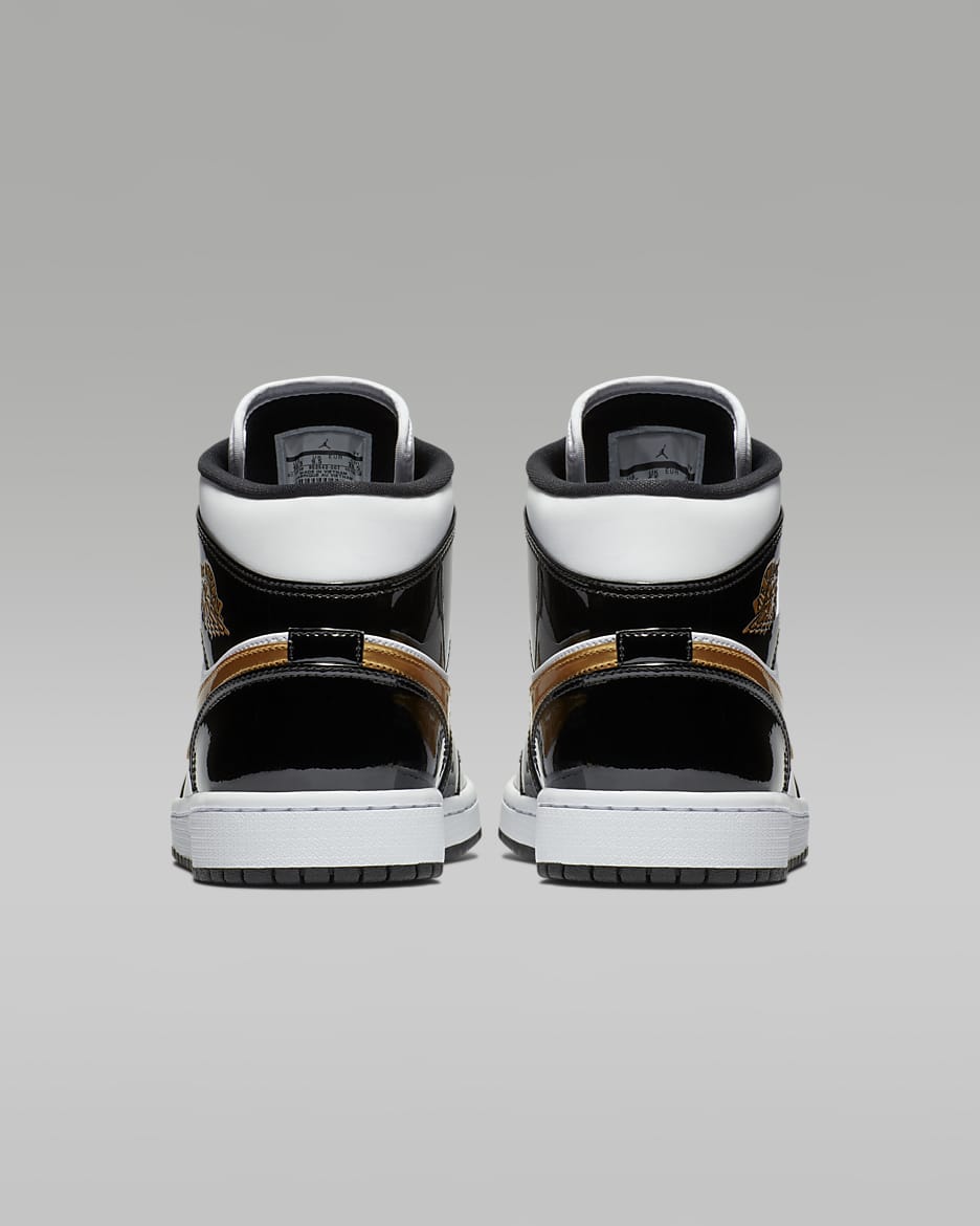 Air Jordan 1 Mid SE sko til herre - Svart/Hvit/Metallic Gold