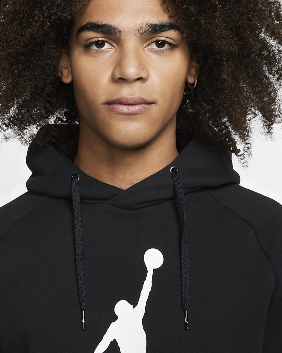 Jordan Jumpman Logo Men's Fleece Pullover Hoodie - Black/White