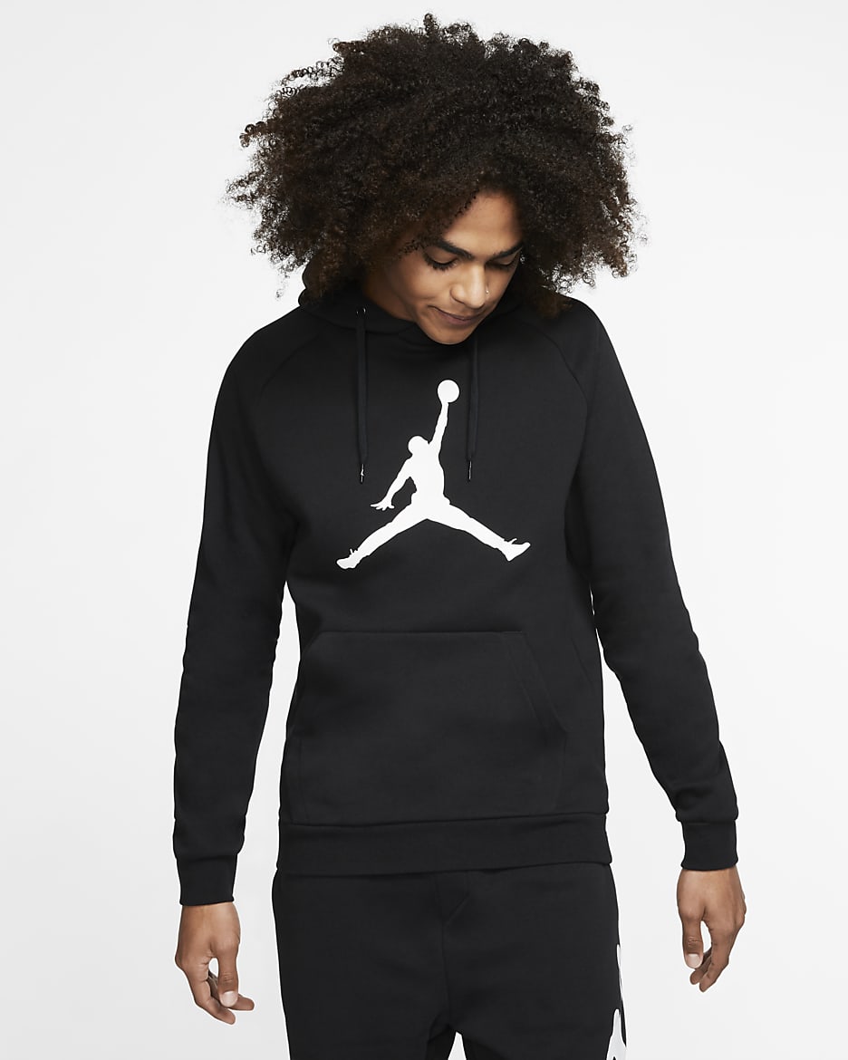 Jordan Jumpman Logo Men's Fleece Pullover Hoodie - Black/White