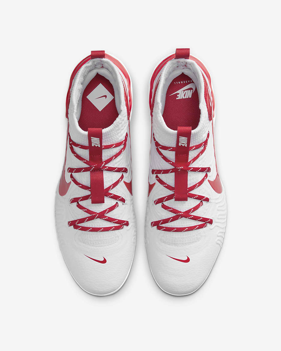 Tacos de béisbol para hombre Nike Alpha Huarache NXT - Blanco/Platino puro/Rojo universitario