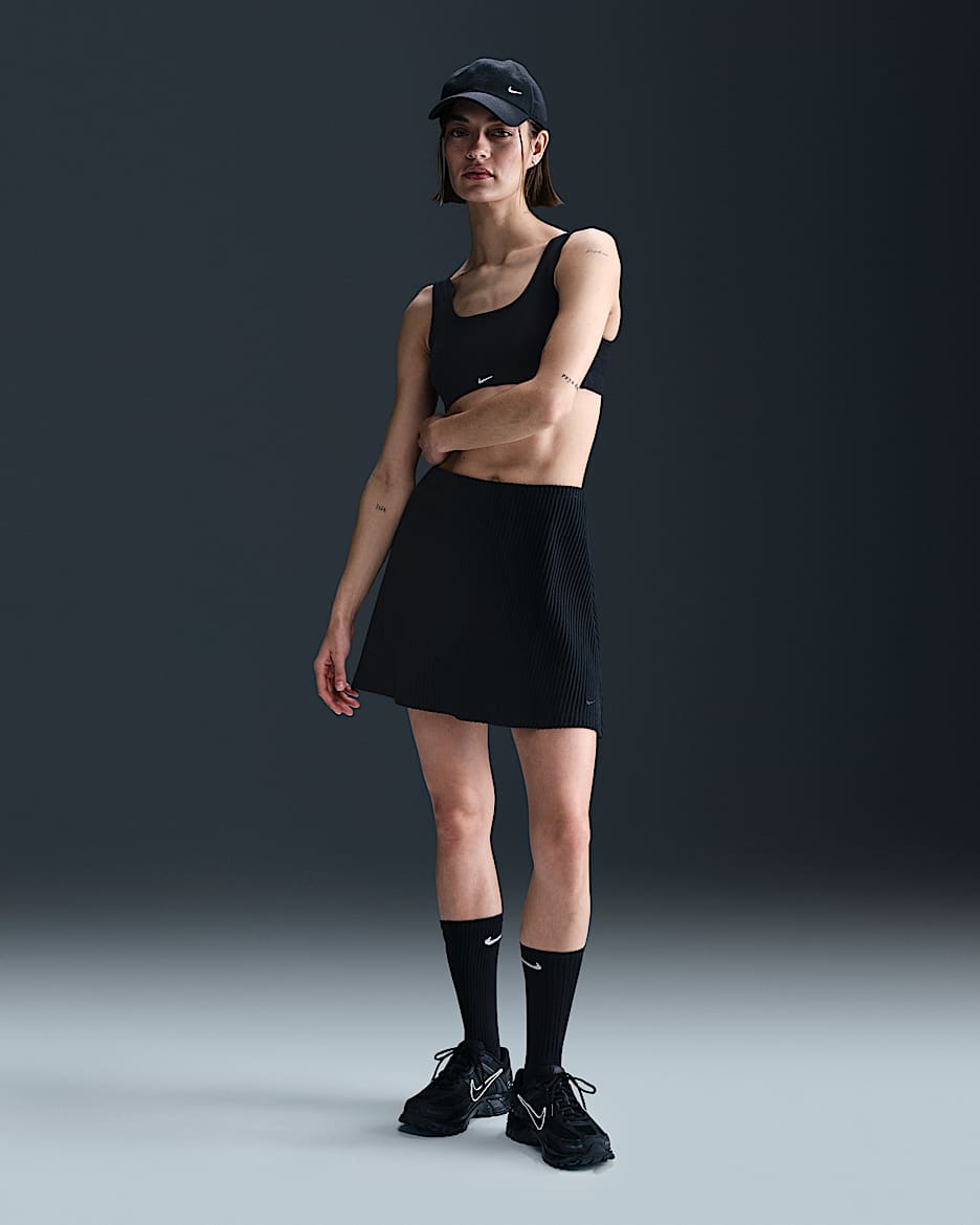 Minifalda de tela de canalé para mujer Nike Sportswear Chill Knit - Negro/Negro