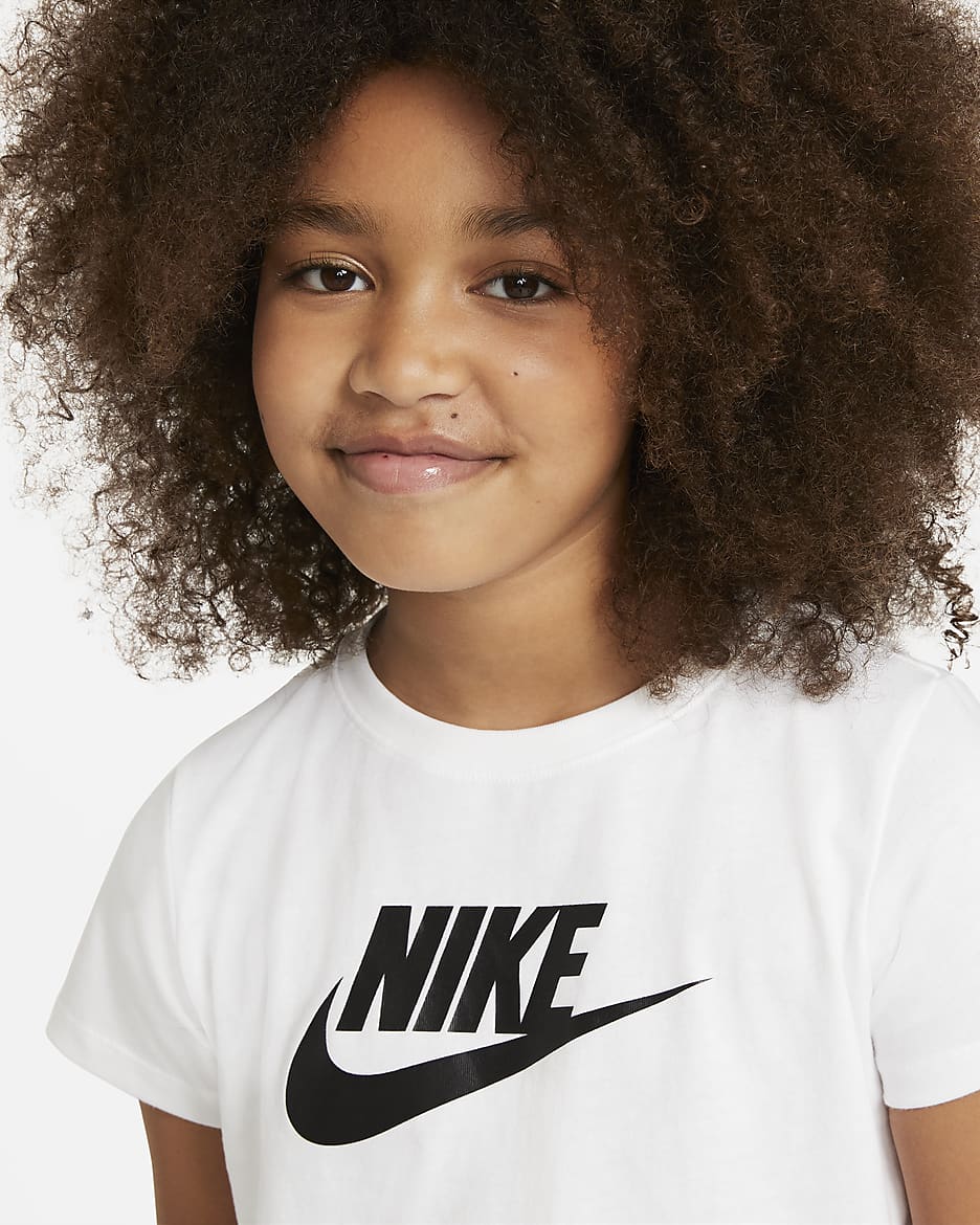 T-shirt ridotta Nike Sportswear - Ragazza - Bianco/Nero/Nero