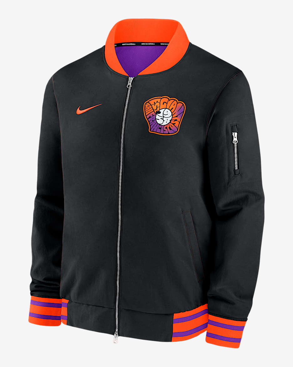 San Francisco Giants Authentic Collection City Connect Men's Nike MLB Full-Zip Bomber Jacket - Black