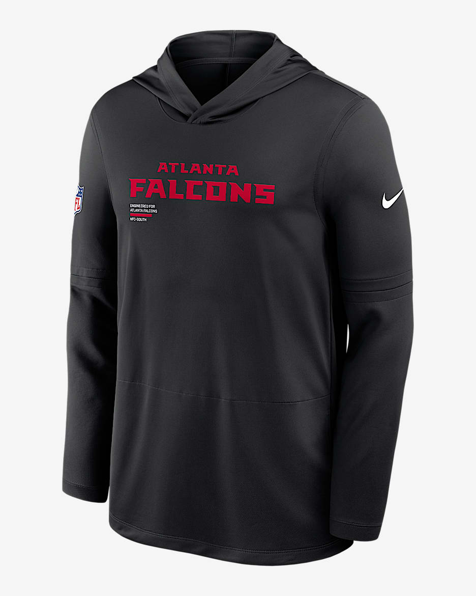 Atlanta Falcons Pure Fury Sideline Men's Nike Dri-FIT NFL Long-Sleeve Hooded Top - Black