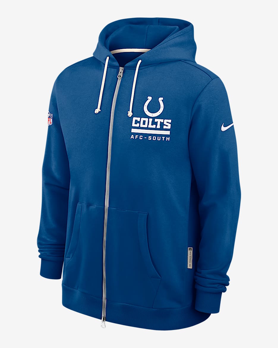Sudadera con gorro Nike Dri-FIT de la NFL de cierre completo para hombre Indianapolis Colts Utility Player Sideline - Azul