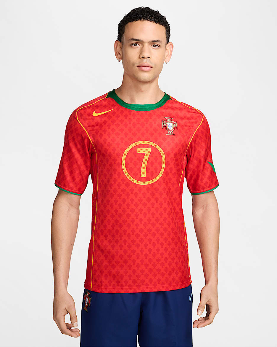 Luis Figo Portugal 2004 Reissue Men's Nike Soccer Replica Jersey - Sport Red/Pine Green/Yellow Ochre