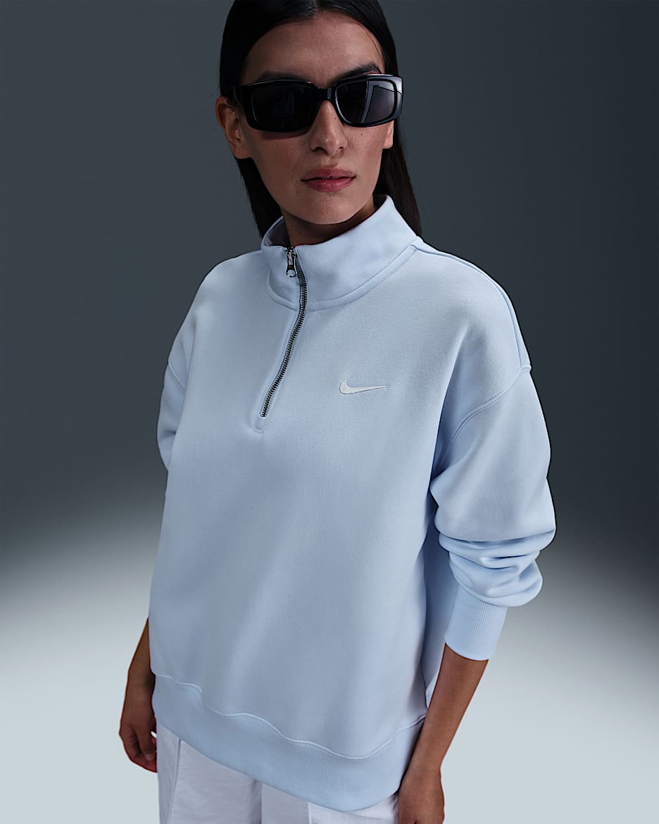 Nike Sportswear Phoenix Fleece Women's Oversized 1/4-Zip Long Sweatshirt - Blue Tint/Sail