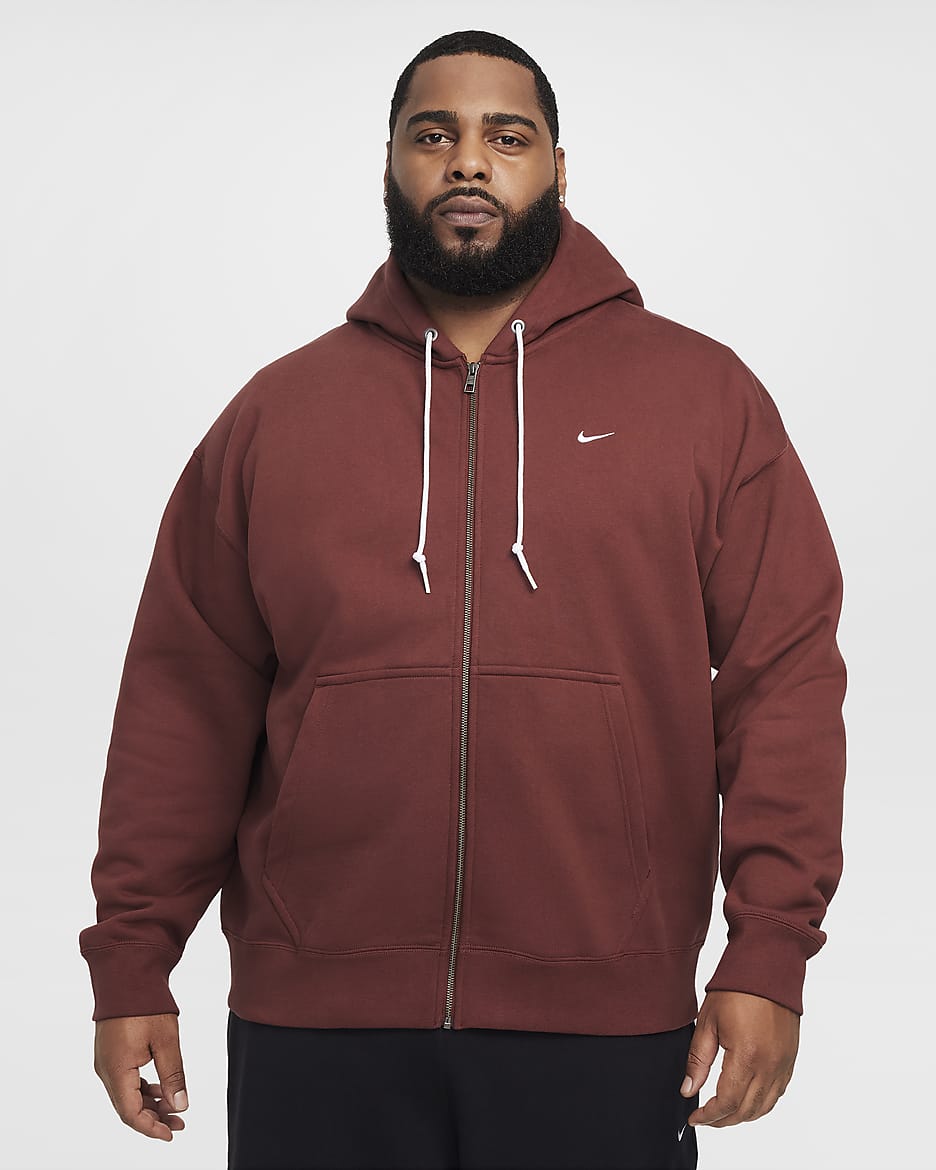 Nike Solo Swoosh Men's Full-Zip Hoodie - Dark Pony/White