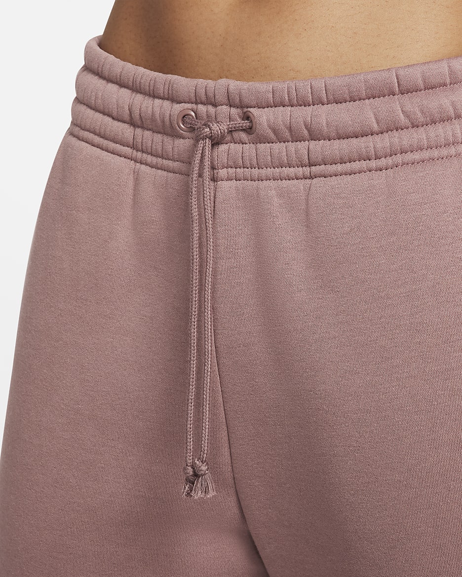 Nike Sportswear Phoenix Fleece Damen-Trainingshose mit mittelhohem Bund - Smokey Mauve/Schwarz