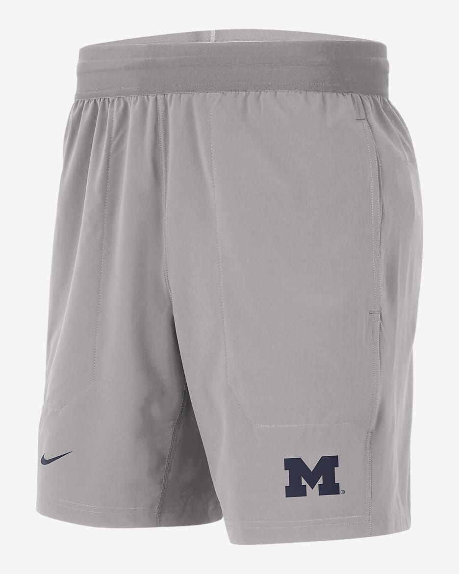 Michigan Men's Nike Dri-FIT College Pocket Shorts - Pewter Grey/College Navy