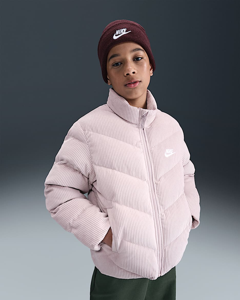 Nike Sportswear All Day Play Big Kids' Therma-FIT Loose-Fit Puffer Jacket - Platinum Violet/White