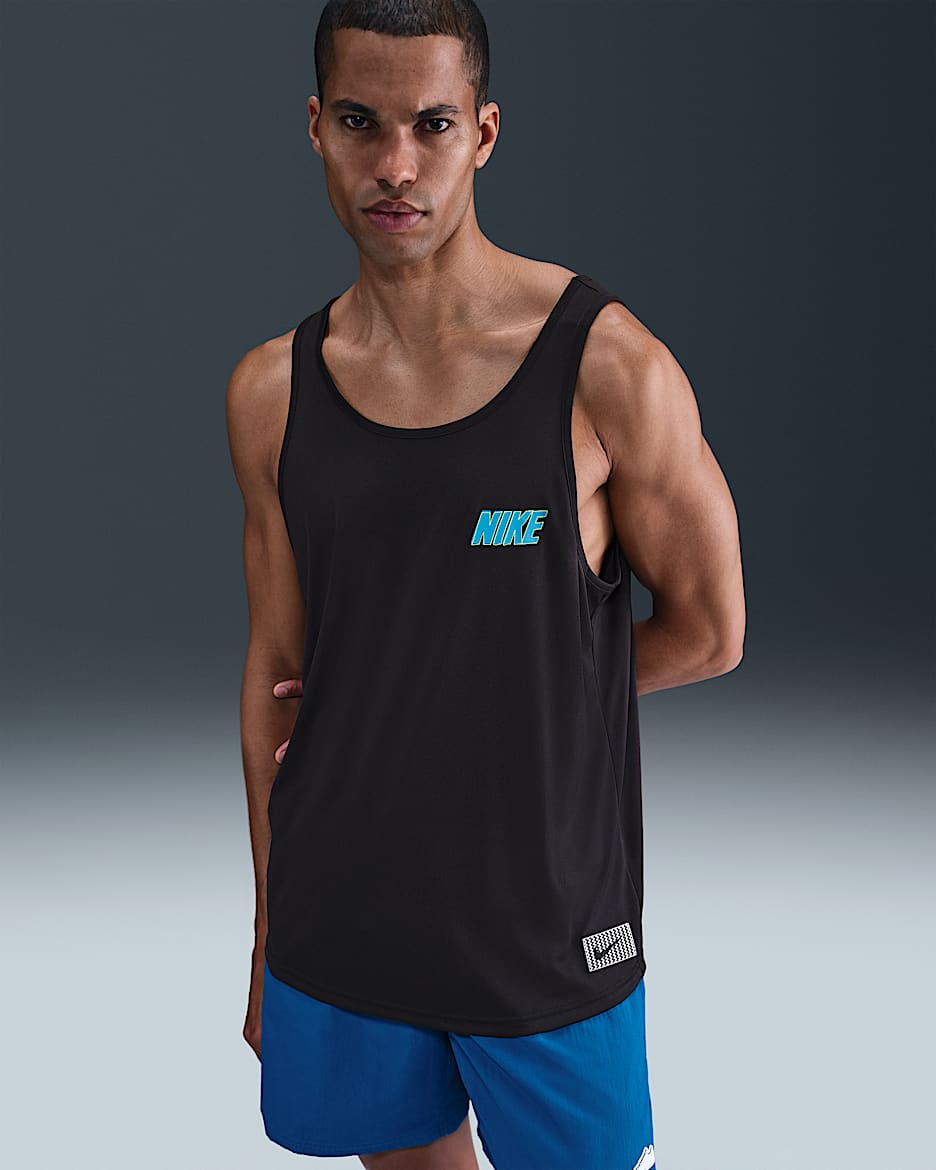 Camiseta de tirantes para hombre Nike Swim - Negro/Azul relámpago/Negro