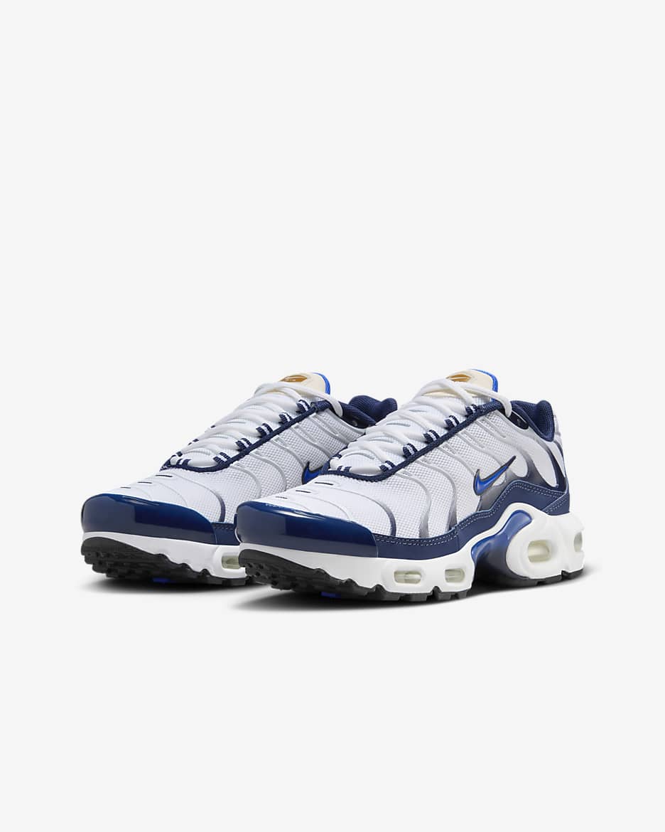 Nike Air Max Plus sko til store barn - Hvit/Midnight Navy/Bronzine/Hyper Royal