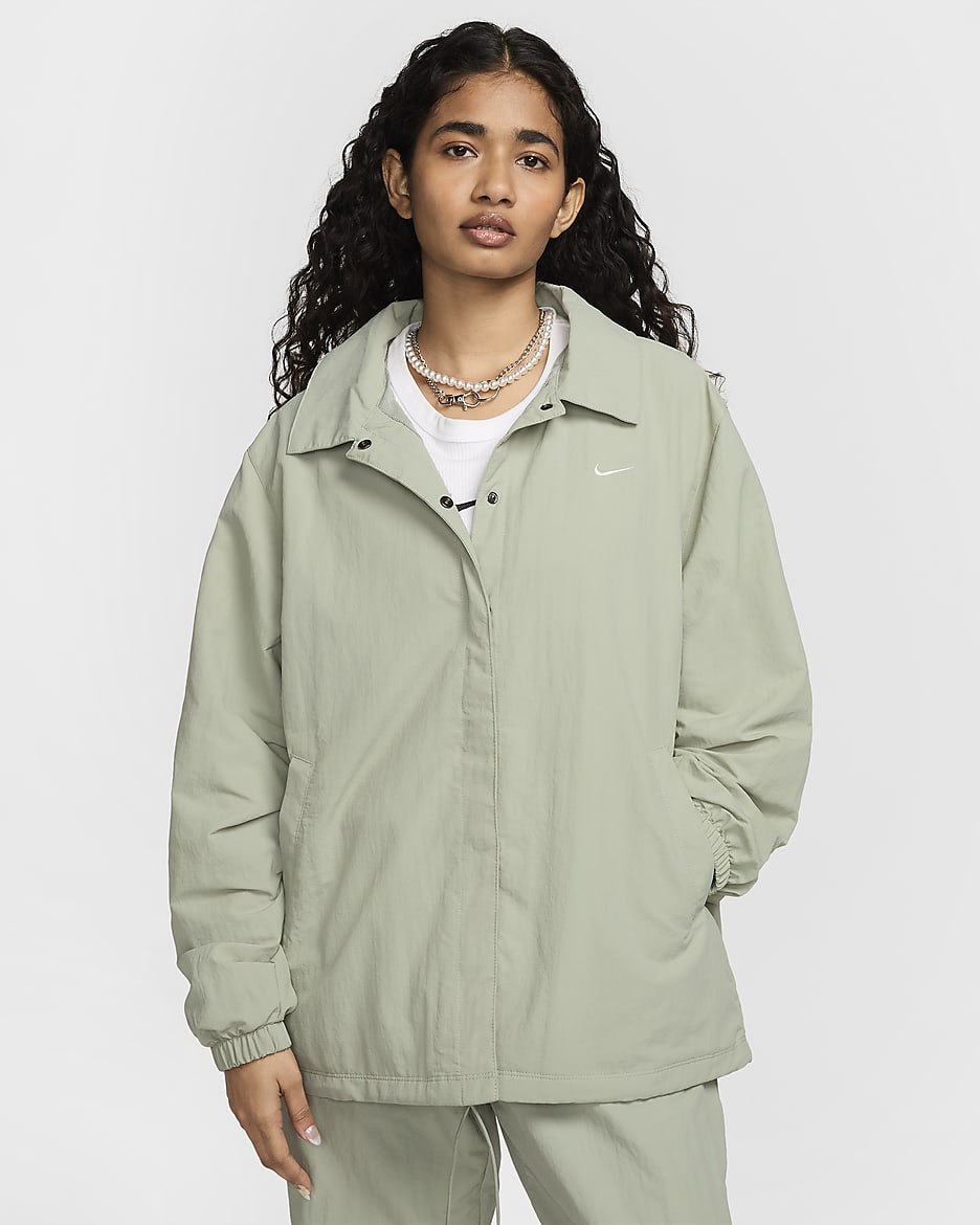 Nike Sportswear Essential Women's Oversized UV Woven Coaches' Jacket - Jade Horizon/Sail