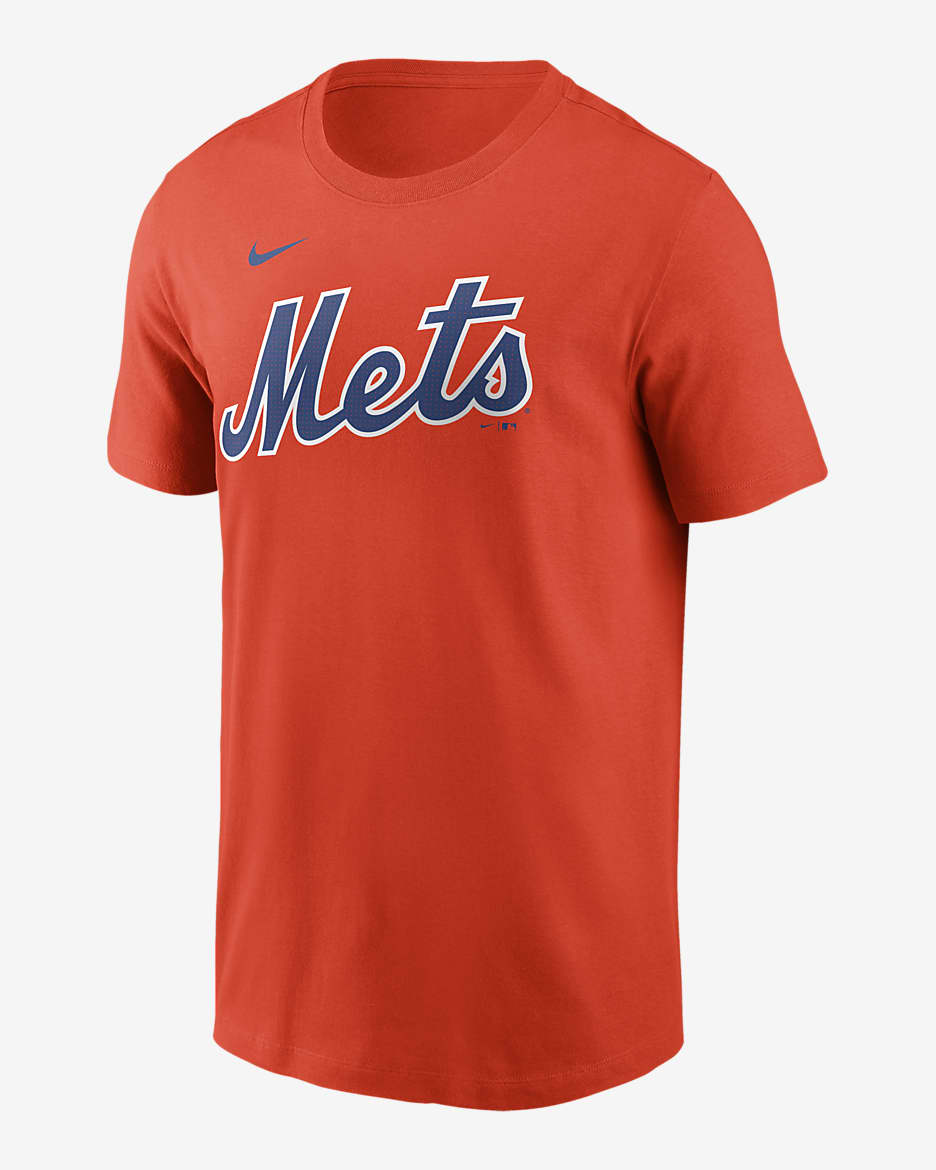 Playera Nike de la MLB para hombre Francisco Lindor New York Mets Fuse - Naranja