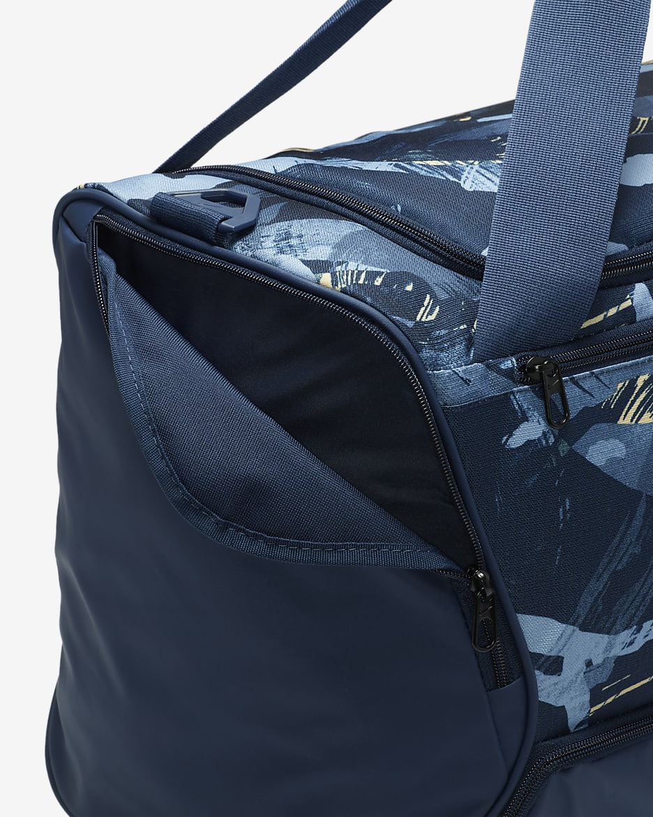 Nike Brasilia Printed Duffel Bag (Medium, 60L) - Midnight Navy/Midnight Navy/Pale Vanilla