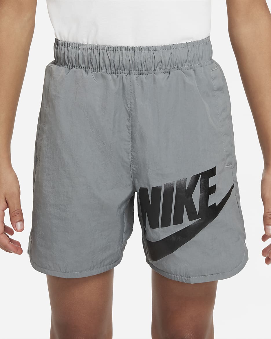 Nike Sportswear Older Kids' (Boys') Woven Shorts - Smoke Grey/Black