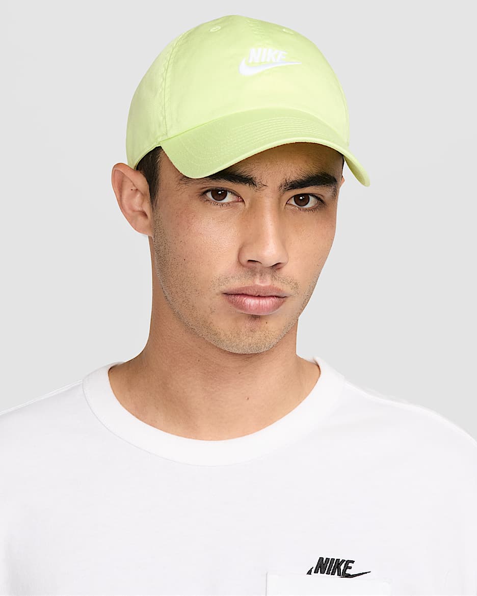 Nike Club Unstructured Futura Wash Cap - Light Lemon Twist/White