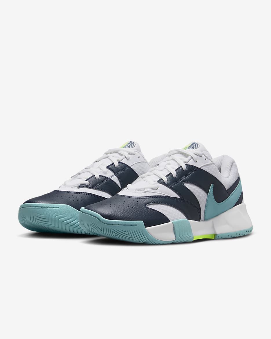 NikeCourt Lite 4 tennisschoenen voor heren - Wit/Armory Navy/Denim Turquoise/Volt