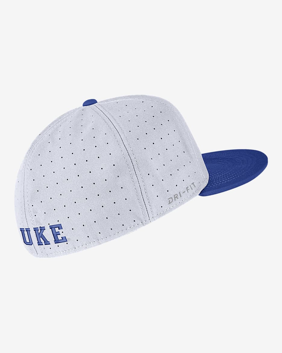 Duke Nike College Fitted Baseball Hat - White