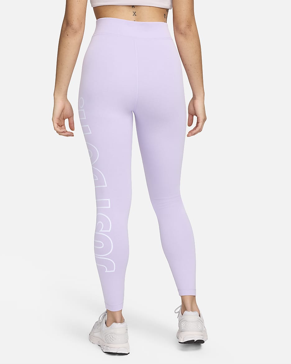 Leggings de tiro alto con gráficos para mujer Nike Sportswear Classics - Bruma violeta/Blanco