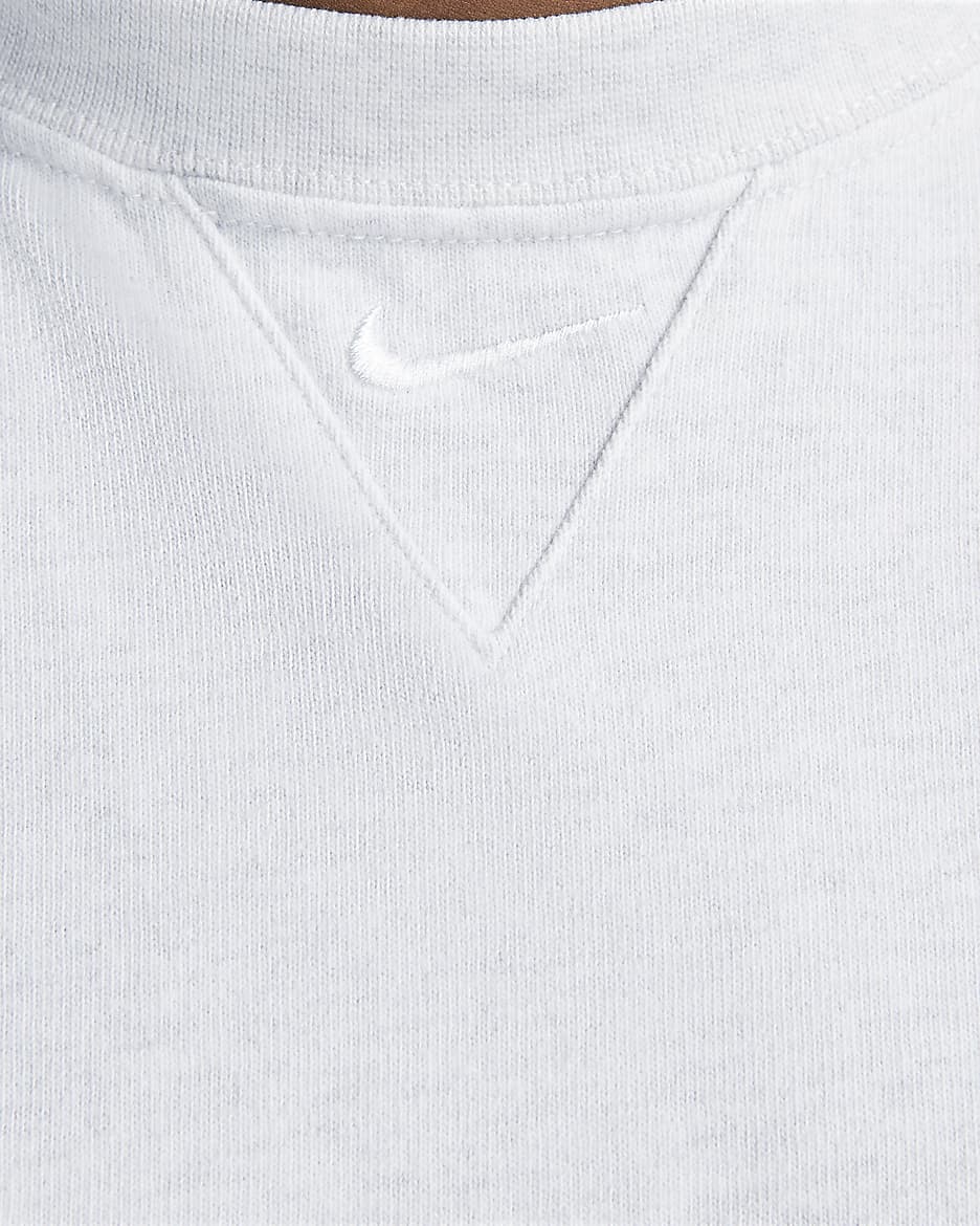 Nike Solo Swoosh zware herentop met korte mouwen - Birch Heather/Wit